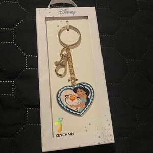 Disney Princess Jasmine Heart Keychain with Gold Accents